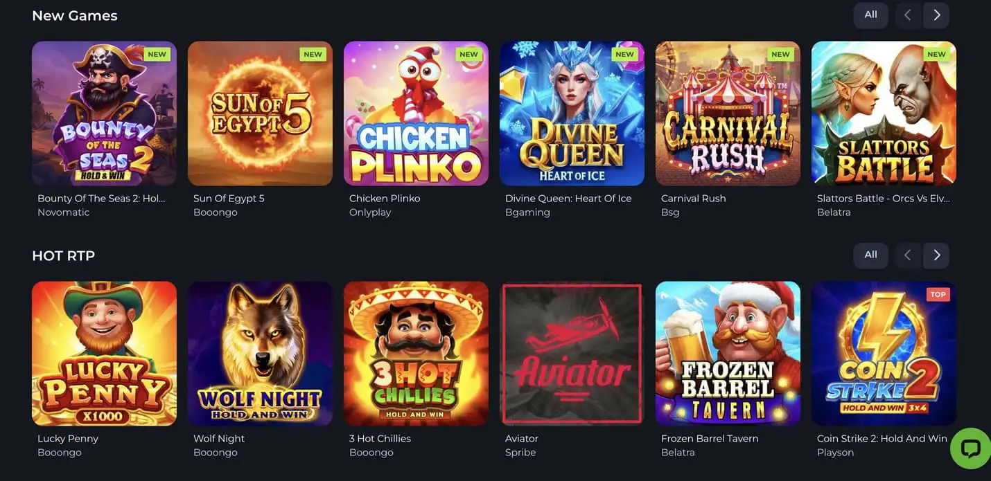 JeetCity Spiele-Seite mit Online Casino Spielen